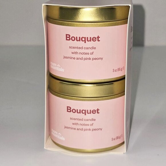 Room Essentials Bouquet Jasmine and Pink Peony 2 Pack Candles canisters with lid - Picture 1 of 8